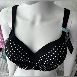 Bali Intimates Bra smoothing balconette in polka dot black & white Size 40C NWT